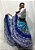 Saia Longa Cigana Modelo Patchwork com 12 metros de roda Azul - Imagem 2