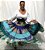 Saia Longa Cigana Modelo Patchwork com 12 metros de roda Azul - Imagem 2