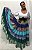 Saia Longa Cigana Modelo Patchwork com 12 metros de roda Azul - Imagem 1
