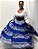 Saia Longa Cigana Modelo Patchwork com 12 metros de roda Azul - Imagem 2