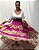Saia Longa Cigana Modelo Patchwork com 12 metros de roda Rosa - Imagem 2