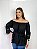Blusa Modelo Ciganinha Ombro a Ombro Moda Luxo Preto - Imagem 3