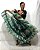 Saia Longa Cigana Modelo Patchwork com 12 metros de roda Verde - Imagem 4