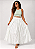 Saia Indiana Boho Chic - Branca com Bordados Verde - Imagem 3