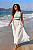 Saia Indiana Boho Chic - Branca com Bordados Verde - Imagem 1
