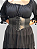 Corset Espartilho Corselet Corpete Brilhoso Cinta Modeladora Preto - Imagem 1