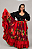 Saia Longa Cigana Modelo 2 Babados com 14 metros de roda Vermelha - Imagem 1