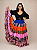 Saia Longa Cigana Modelo Patchwork com 12 metros de roda Rosa - Imagem 4