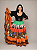 Saia Longa Cigana Modelo Patchwork com 12 metros de roda Laranja - Imagem 4
