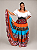 Saia Longa Cigana Modelo Patchwork com 12 metros de roda Azul Claro - Imagem 4