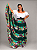 Saia Longa Cigana Modelo Patchwork com 12 metros de roda Verde - Imagem 4