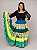 Saia Longa Cigana Modelo Patchwork com 12 metros de roda Verde - Imagem 2