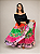 Saia Longa Cigana Modelo Patchwork com 12 metros de roda Laranja - Imagem 1