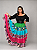 Saia Longa Cigana Modelo Patchwork com 12 metros de roda Azul Claro - Imagem 4