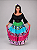 Saia Longa Cigana Modelo Patchwork com 12 metros de roda Azul Claro - Imagem 3