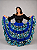 Saia Longa Cigana Modelo Patchwork com 12 metros de roda Azul - Imagem 3