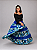 Saia Longa Cigana Modelo Patchwork com 12 metros de roda Azul - Imagem 1