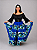 Saia Longa Cigana Modelo Patchwork com 12 metros de roda Azul - Imagem 2