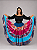 Saia Longa Cigana Modelo Patchwork com 12 metros de roda Azul - Imagem 2