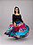 Saia Longa Cigana Modelo Patchwork com 12 metros de roda Azul - Imagem 1