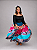 Saia Longa Cigana Modelo Patchwork com 12 metros de roda Azul - Imagem 4