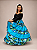 Saia Longa Cigana Modelo Patchwork com 12 metros de roda Azul Claro - Imagem 1