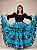Saia Longa Cigana Modelo Patchwork com 12 metros de roda Azul Claro - Imagem 3