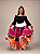 Saia Longa Cigana Modelo Patchwork com 12 metros de roda Branco - Imagem 1