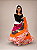 Saia Longa Cigana Modelo Patchwork com 12 metros de roda Branco - Imagem 4