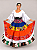 Saia Longa Cigana Modelo Patchwork com 12 metros de roda Azul e Branco - Imagem 5