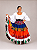 Saia Longa Cigana Modelo Patchwork com 12 metros de roda Azul e Branco - Imagem 3
