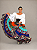 Saia Longa Cigana Modelo Patchwork com 12 metros de roda Azul e Laranja - Imagem 6