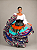 Saia Longa Cigana Modelo Patchwork com 12 metros de roda Azul e Laranja - Imagem 3