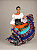 Saia Longa Cigana Modelo Patchwork com 12 metros de roda Azul e Laranja - Imagem 1