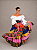 Saia Longa Cigana Modelo Patchwork com 12 metros de roda Azul - Imagem 1