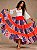Saia Cigana Patchwork com 12 metros de roda - Vermelha Estampada - Imagem 3