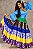 Saia Cigana Patchwork com 12 metros de roda - Verde Estampada - Imagem 3