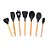 Kit 7 Utensílios Culinários Cabo Madeira Ponta em Silicone - Imagem 1