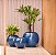 Composição de 3 vasos bola liso azul macaúba composição com planta - Imagem 1