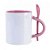 Caneca Cerâmica com Alça e Colher Rosa 325ml Metalnox - Imagem 1