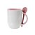 Caneca Cerâmica 325ml com Alça e Colher Cônica Rosa JKB - Imagem 1