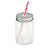 Caneca de Vidro 350ml Vintage Com Tampa e Canudo - Imagem 1