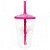 Copo Twister 500ml Transparente com tampa e canudo Rosa - Imagem 1