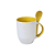 Caneca Cerâmica 325ml com Alça e Colher Cônica Amarela Live - Imagem 1
