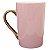 Caneca Porcelana 360ml Rosa Alça Dourada Live - Imagem 1