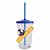 Copo Caldereta 500ml Cristal c/ Tampa e Canudo Azul - Imagem 1
