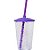 Copo Twister 500ml Transparente com tampa e canudo Roxo - Imagem 1