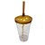 Copo Twister 500ml Transparente com tampa e canudo Dourado - Imagem 1