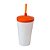 Copo Twister 500ml Branco com tampa e canudo Laranja - Imagem 1
