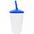 Copo Twister 500ml Branco com tampa e canudo Azul Escuro - Imagem 1